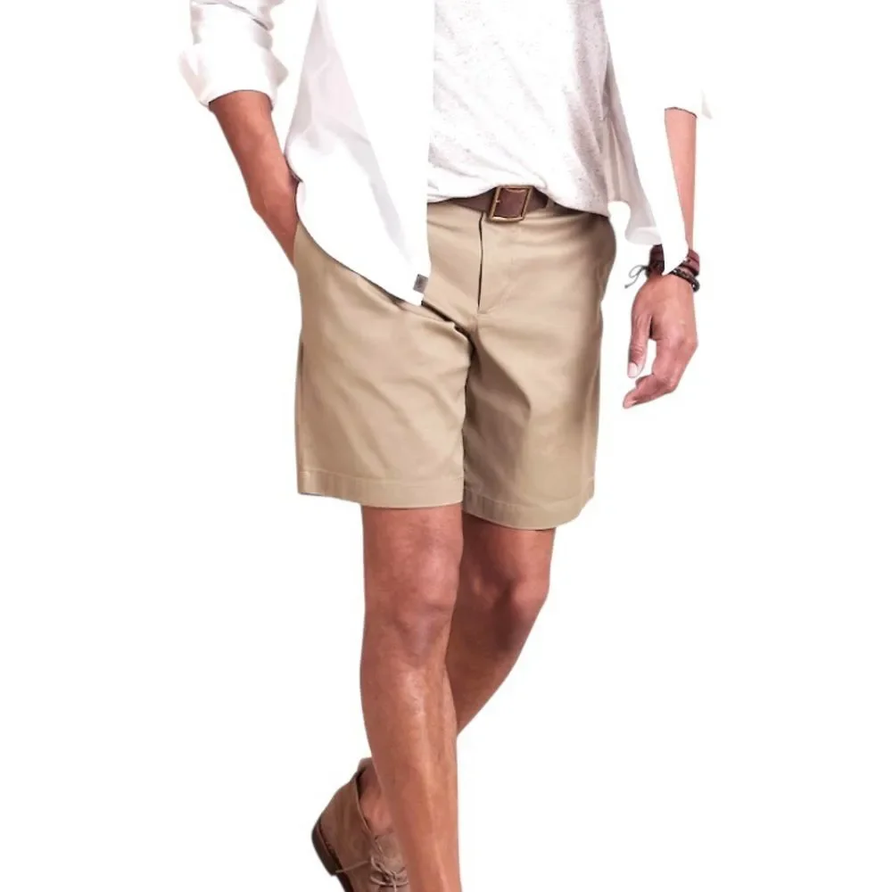 Banana Republic Aiden 9” Core Temp Stretch Tan Flat Front Shorts 36